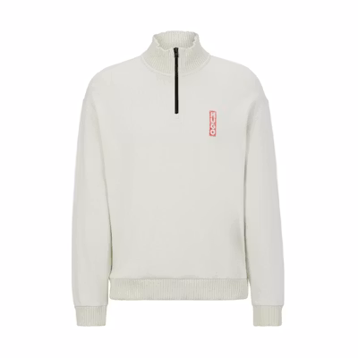 HUGO BOSS FW23 Logo Print Stand Collar Sweatshirt Beige Unisex 50494188-333
