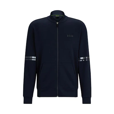 HUGO BOSS FW23 Logo Print Zip-Up Mock Neck Sweatshirt 50501207-402