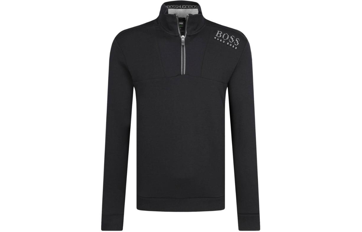 HUGO BOSS FW23 Logo Printed Half-Zip Sweatshirt Black 50399392-001