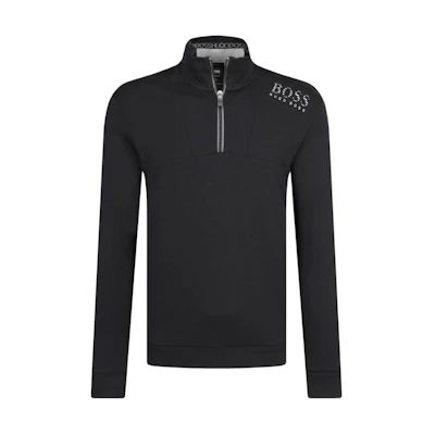 HUGO BOSS FW23 Logo Printed Half-Zip Sweatshirt Black 50399392-001