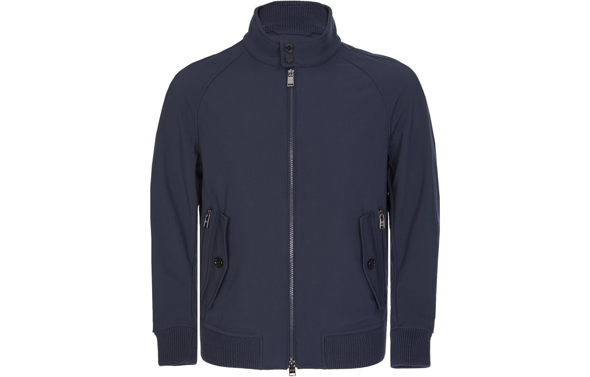 HUGO BOSS FW23 Logo Stand Collar Zip Jacket Unisex Navy Blue 50372750-410