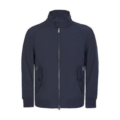 HUGO BOSS FW23 Logo Stand Collar Zip Jacket Unisex Navy Blue 50372750-410