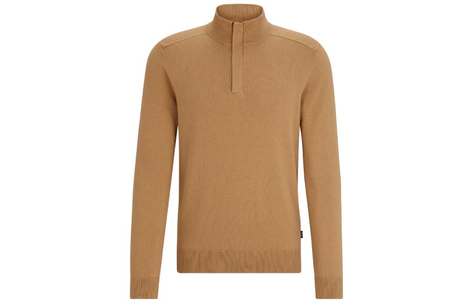 Order HUGO BOSS FW23 男士米色半拉鍊純色套頭毛衣 50500650-260