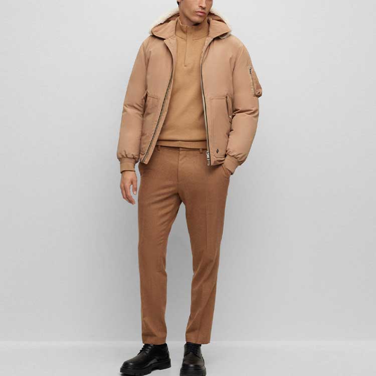 Purchase HUGO BOSS FW23 男士米色半拉鍊純色套頭毛衣 50500650-260