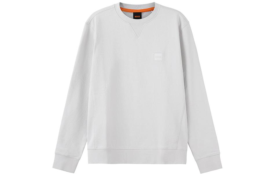 HUGO BOSS FW23 Minimal Logo Oversized Crewneck Sweatshirt Men’s Grey White 50468443-057