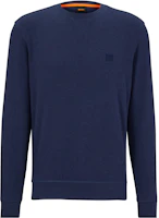 HUGO BOSS FW23 Navy Blue Solid Color Crewneck Pullover Sweatshirt 50468443-418 HUGO BOSS FW23 Navy Blue Solid Color Crewneck Pullover Sweatshirt 50468443-418