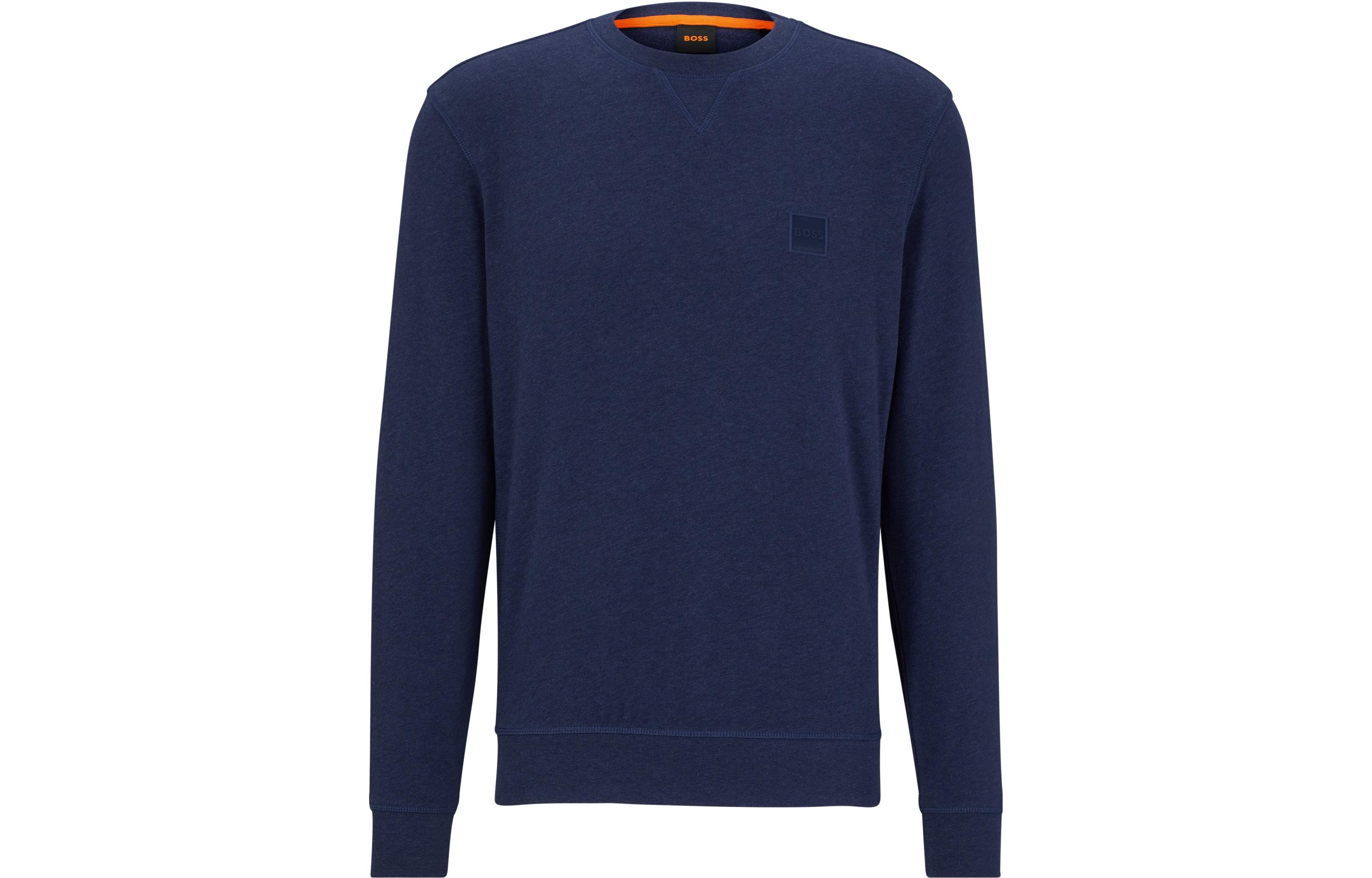 Order HUGO BOSS FW23 Navy Blue Crewneck Pullover Sweatshirt Lelaki 50468443-418