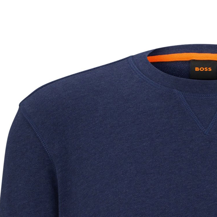 Sizing HUGO BOSS FW23 Navy Blue Crewneck Pullover Sweatshirt Lelaki 50468443-418