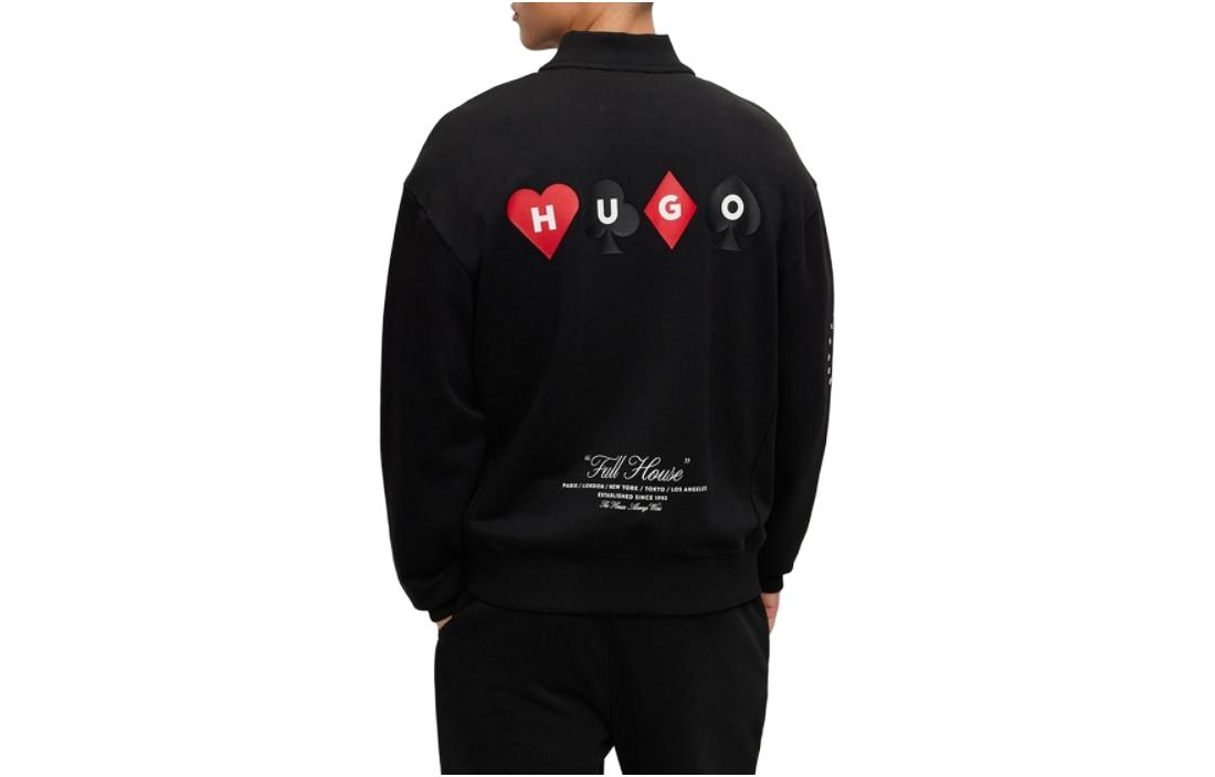 HUGO BOSS FW23 Playing Card Letter Art Bomber Jacket Black 50499742-001