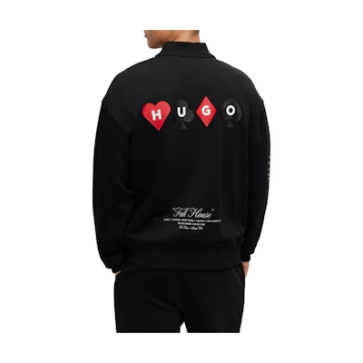HUGO BOSS FW23 Playing Card Letter Art Bomber Jacket Black 50499742-001