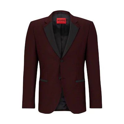 HUGO BOSS FW23 Single-Breasted Blazer Jacket for Men in Maroon Red 50500182-604