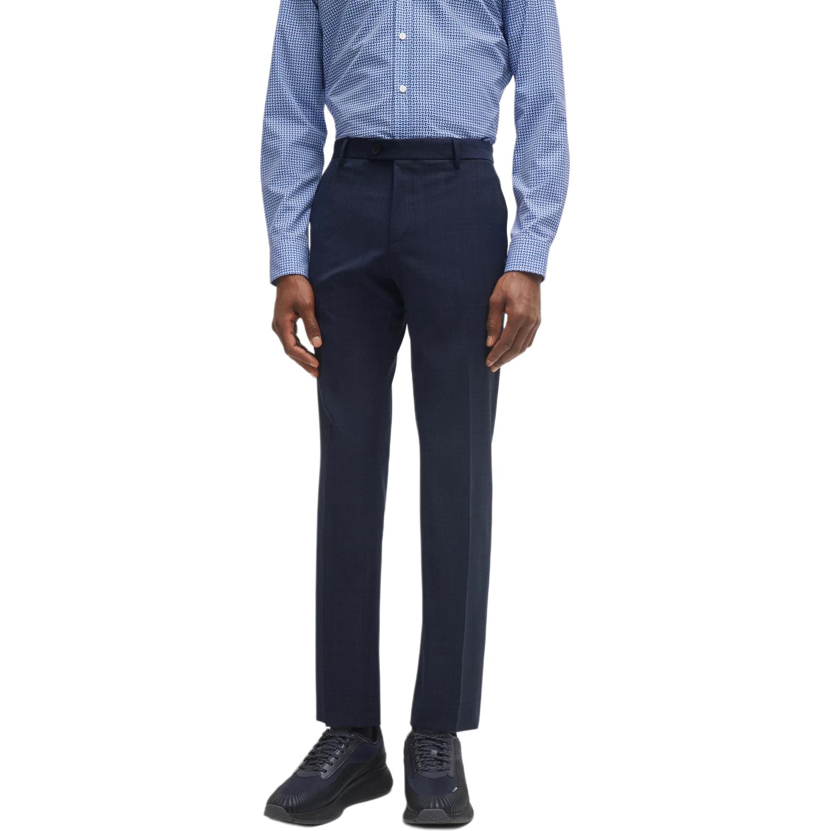 Details for HUGO BOSS FW23 Slim-Fit Checked Virgin Wool Suit  Deep Blue. 50509480-404