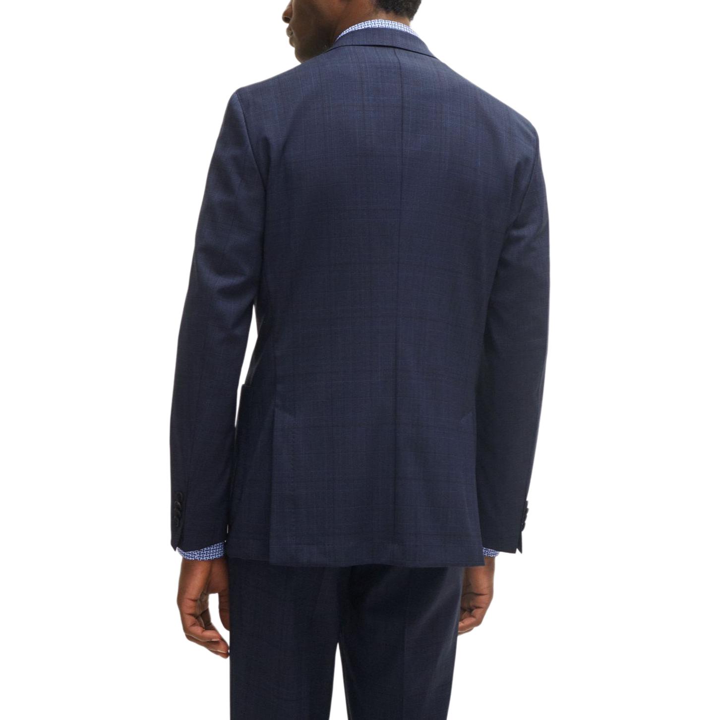 Sizing HUGO BOSS FW23 Slim-Fit Checked Virgin Wool Suit  Deep Blue. 50509480-404