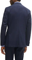 Sizing HUGO BOSS FW23 Slim-Fit Sut Bulu Virgin Corak Kotak Biru Gelap. 50509480-404