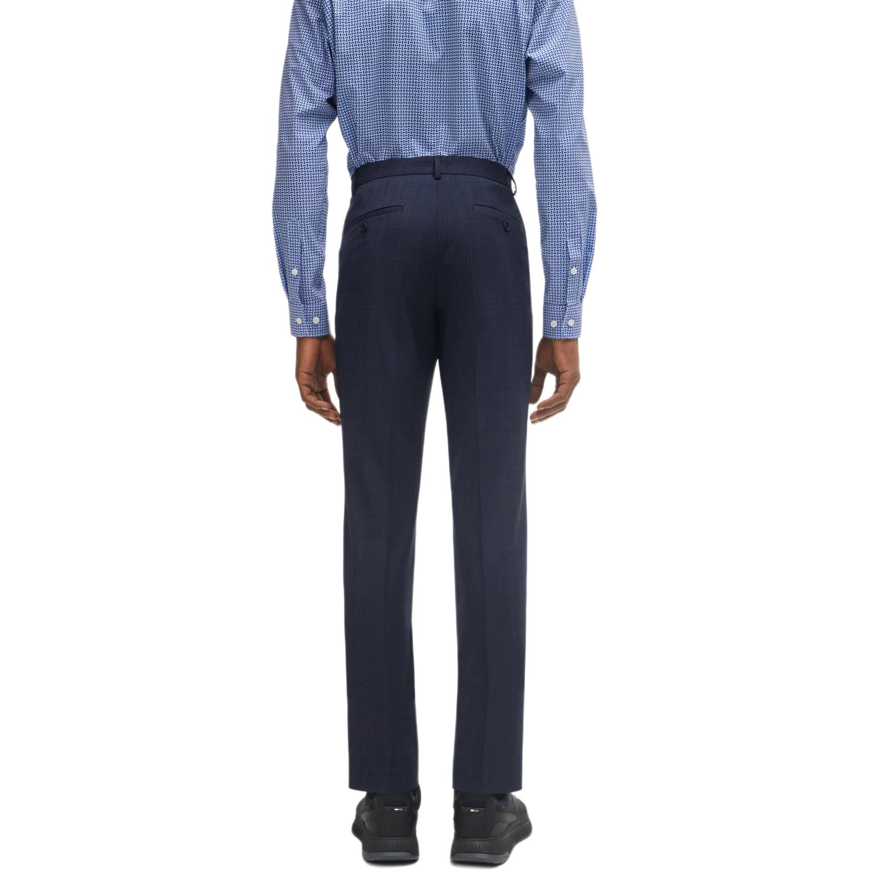 Cheap HUGO BOSS FW23 Slim-Fit Checked Virgin Wool Suit  Deep Blue. 50509480-404