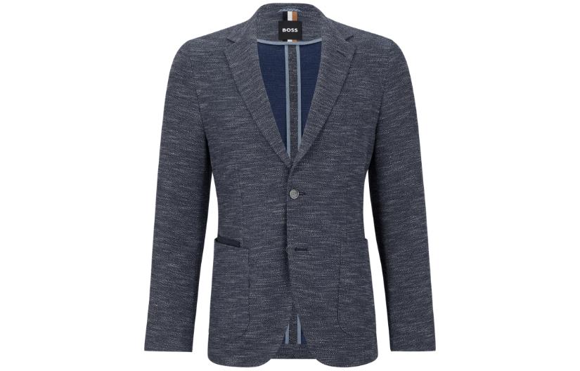HUGO BOSS FW23 Slim-Fit Pinstripe Single-Breasted Blazer Jacket Navy 50494831-404