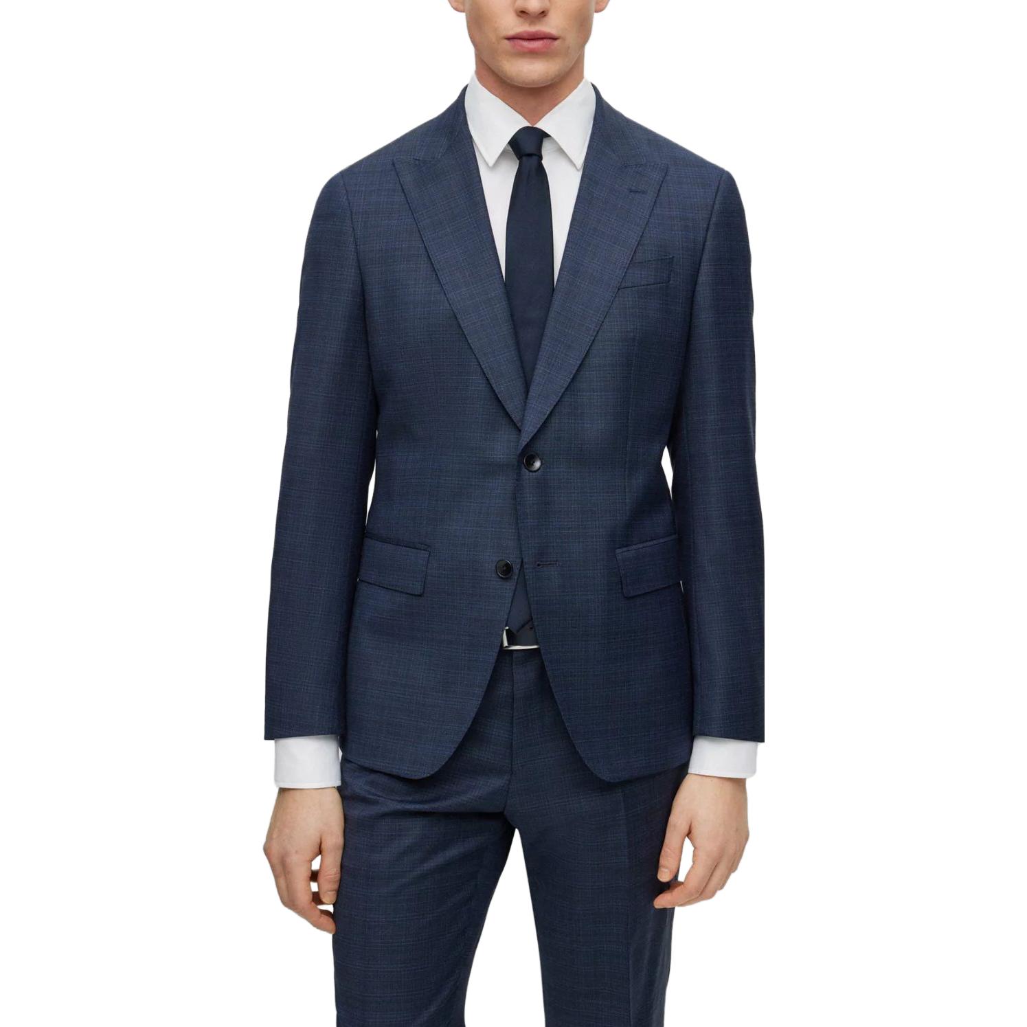 Shop HUGO BOSS 2023秋冬修身版型深藍色細條紋西裝搭配套裝 50497205-404