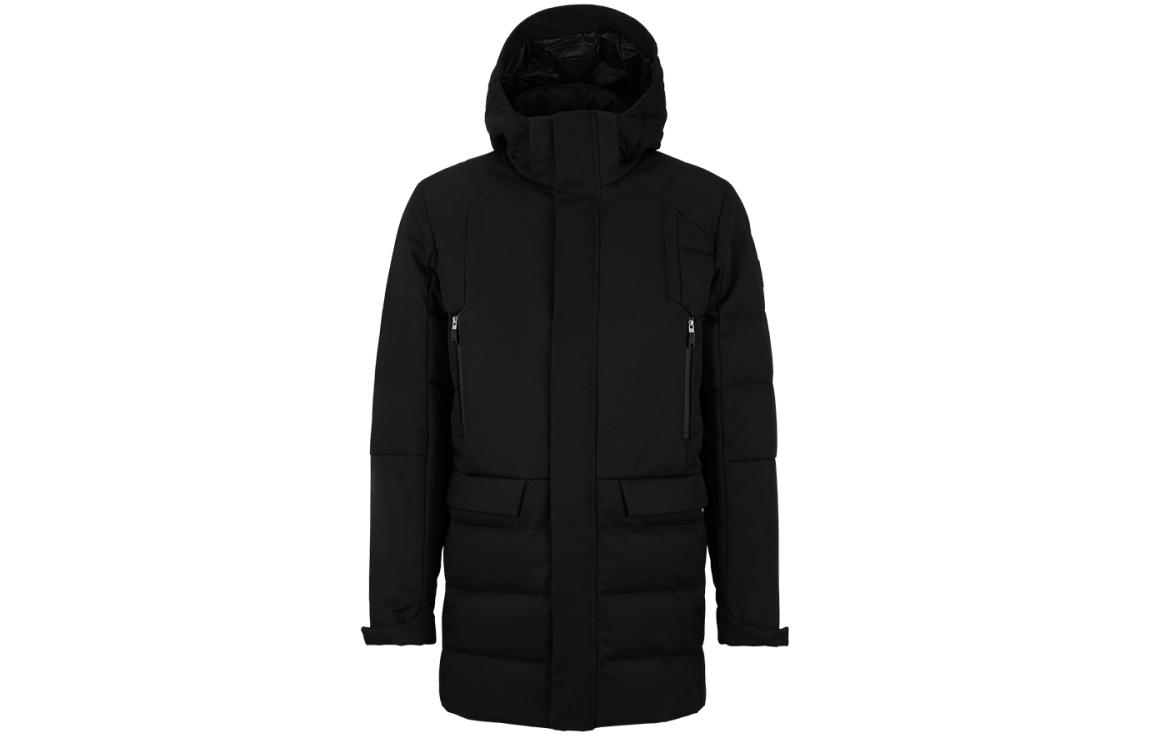 HUGO BOSS FW23 Solid Black Hooded Puffer Jacket Casual Style 50510973-001