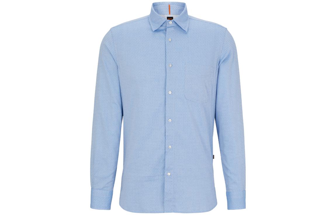 Order HUGO BOSS FW23 Solid Casual Single-Breasted Long Sleeve Shirt Blue Men’s 50494055-465