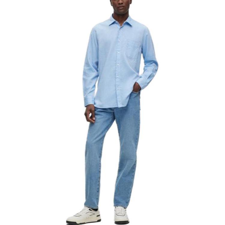 Lookbook HUGO BOSS FW23 Solid Casual Single-Breasted Long Sleeve Shirt Blue Men’s 50494055-465