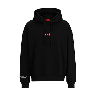HUGO BOSS FW23 Solid Color Logo Print Hoodie Black Long Sleeve 50499741-001