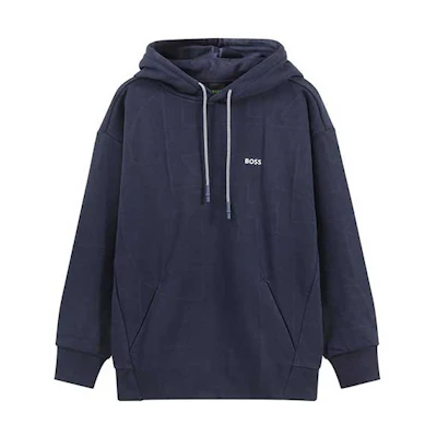 HUGO BOSS FW23 Solid Logo Embroidered Casual Hoodie for Men. 50493799-402