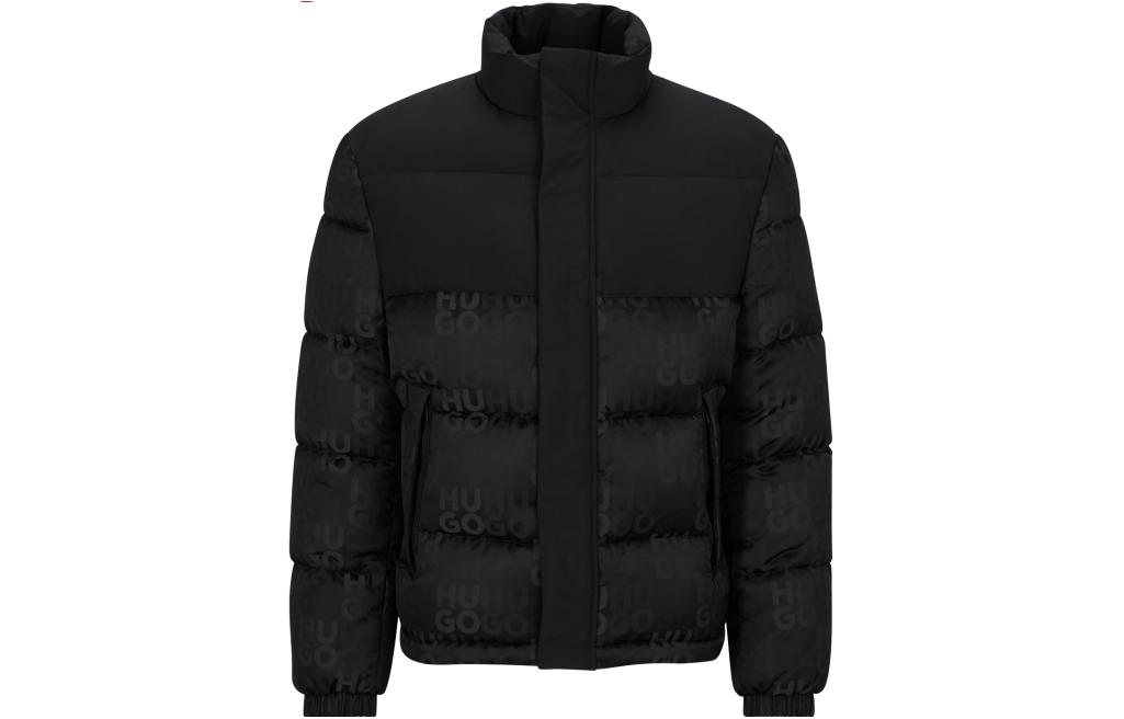 HUGO BOSS FW23 Solid Logo Jacquard Cotton Jacket  Black 50496277-001