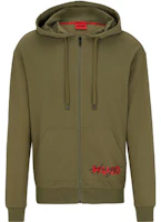 HUGO BOSS FW23 Solid Logo Print Hoodie Fitted Zip-Up Sweatshirt 50496982-345 HUGO BOSS FW23 Solid Logo Print Hoodie Fitted Zip-Up Sweatshirt 50496982-345