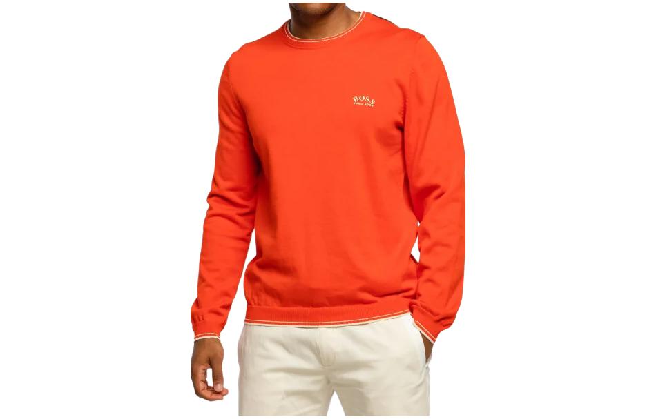 HUGO BOSS FW23 Solid Orange Crewneck Long Sleeve Sweatshirt 50456098-821