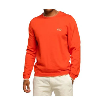 HUGO BOSS FW23 Solid Orange Crewneck Long Sleeve Sweatshirt 50456098-821