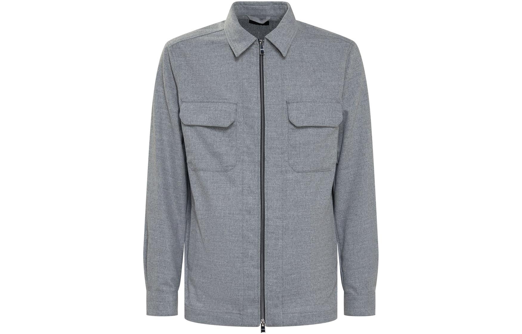 HUGO BOSS FW23 Solid Zip-Up Casual Jacket Light Gray 50479656-041