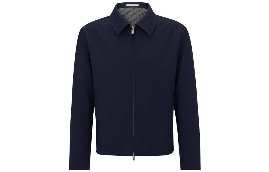 HUGO BOSS FW23 Solid Zip-Up Collared Casual Jacket - Dark Blue 50497354-404
