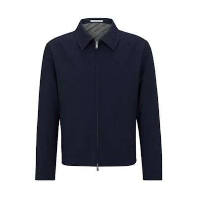 HUGO BOSS FW23 Solid Zip-Up Collared Casual Jacket - Dark Blue 50497354-404