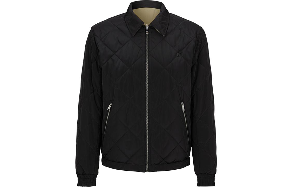 HUGO BOSS FW23 Solid Zip-Up Collared Long Sleeve Jacket Men’s Black 50493691-001