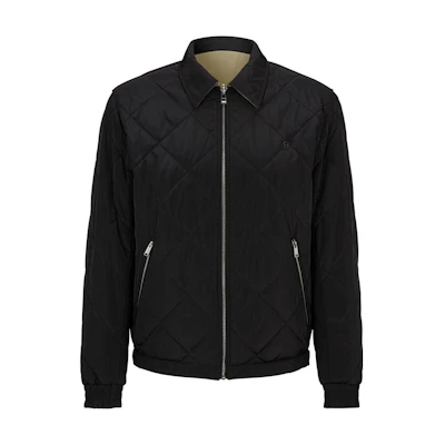 HUGO BOSS FW23 Solid Zip-Up Collared Long Sleeve Jacket Men’s Black 50493691-001