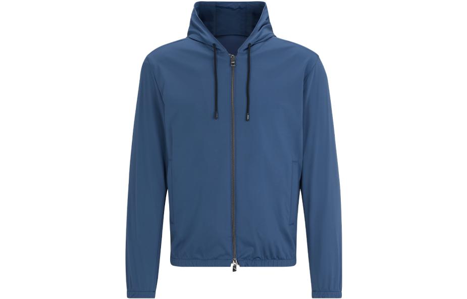 HUGO BOSS FW23 Solid Zip-Up Hoodie Jacket Blue 50497334-475