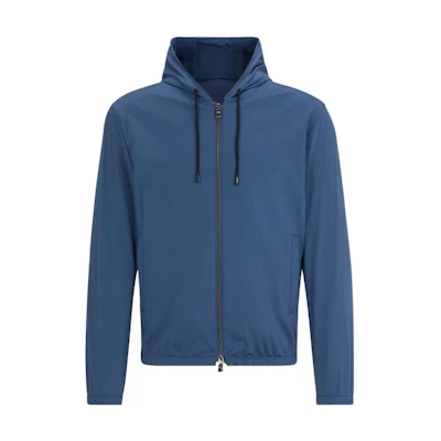 HUGO BOSS FW23 Solid Zip-Up Hoodie Jacket Blue 50497334-475