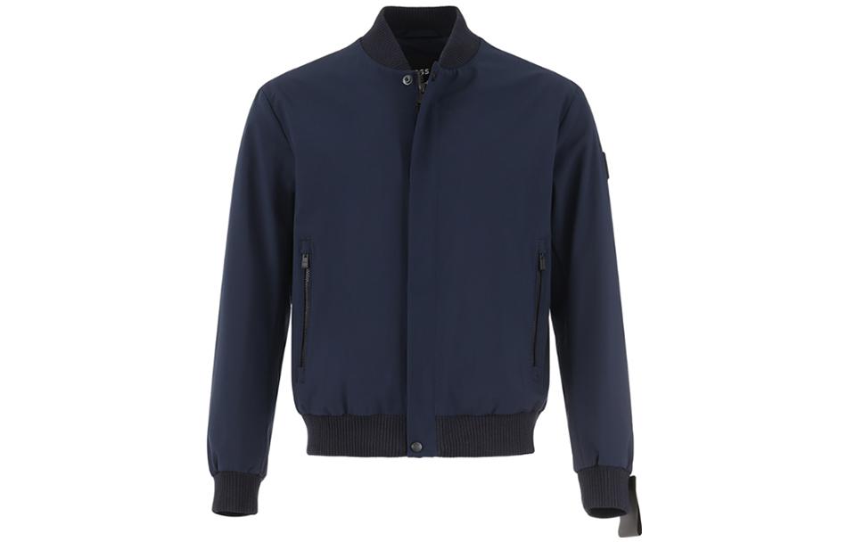 HUGO BOSS FW23 Solid Zip Casual Long Sleeve Jacket Men’s Navy Blue 50496634-404