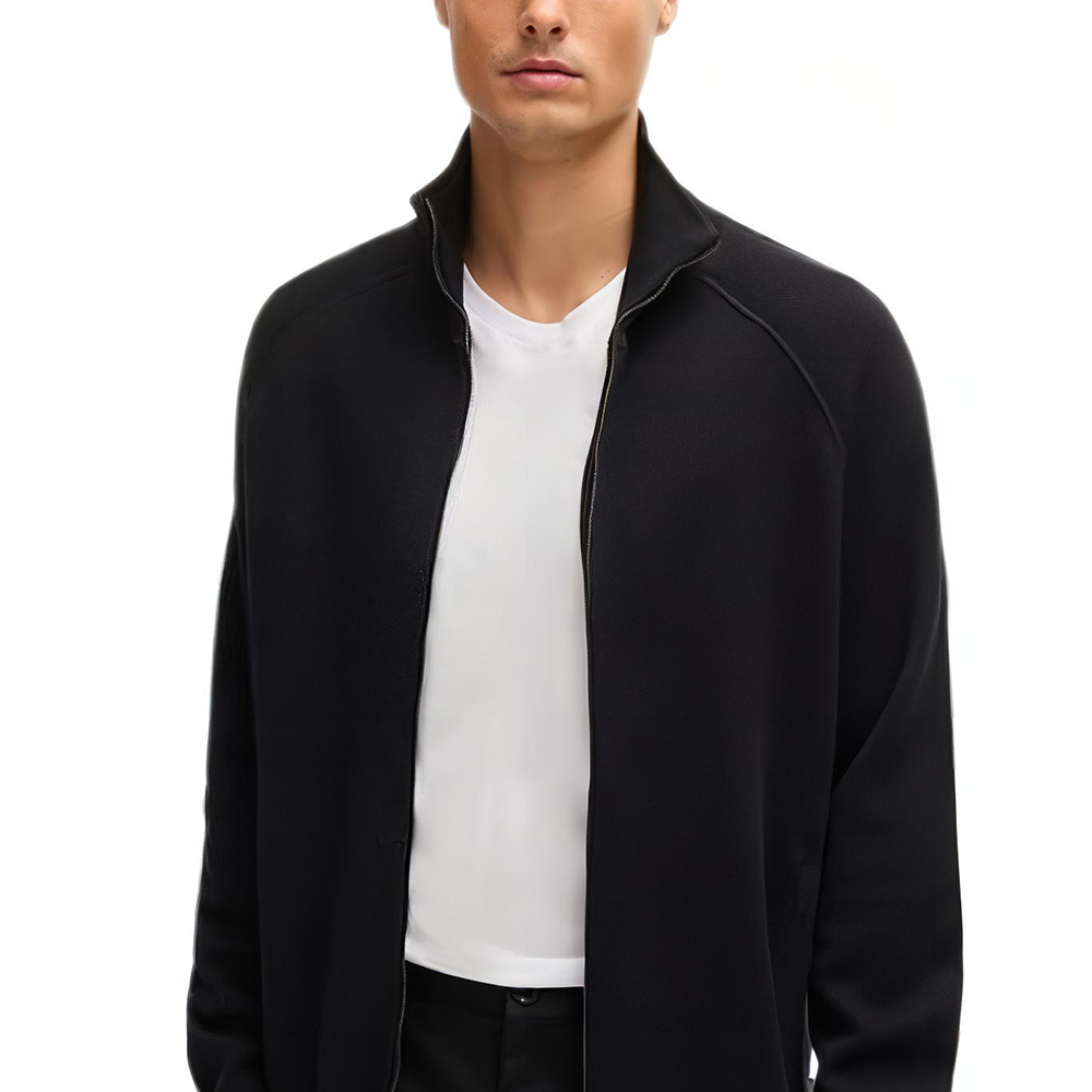 Details for HUGO BOSS FW24 黑色半高領拉鍊針織毛衣 50519629-001