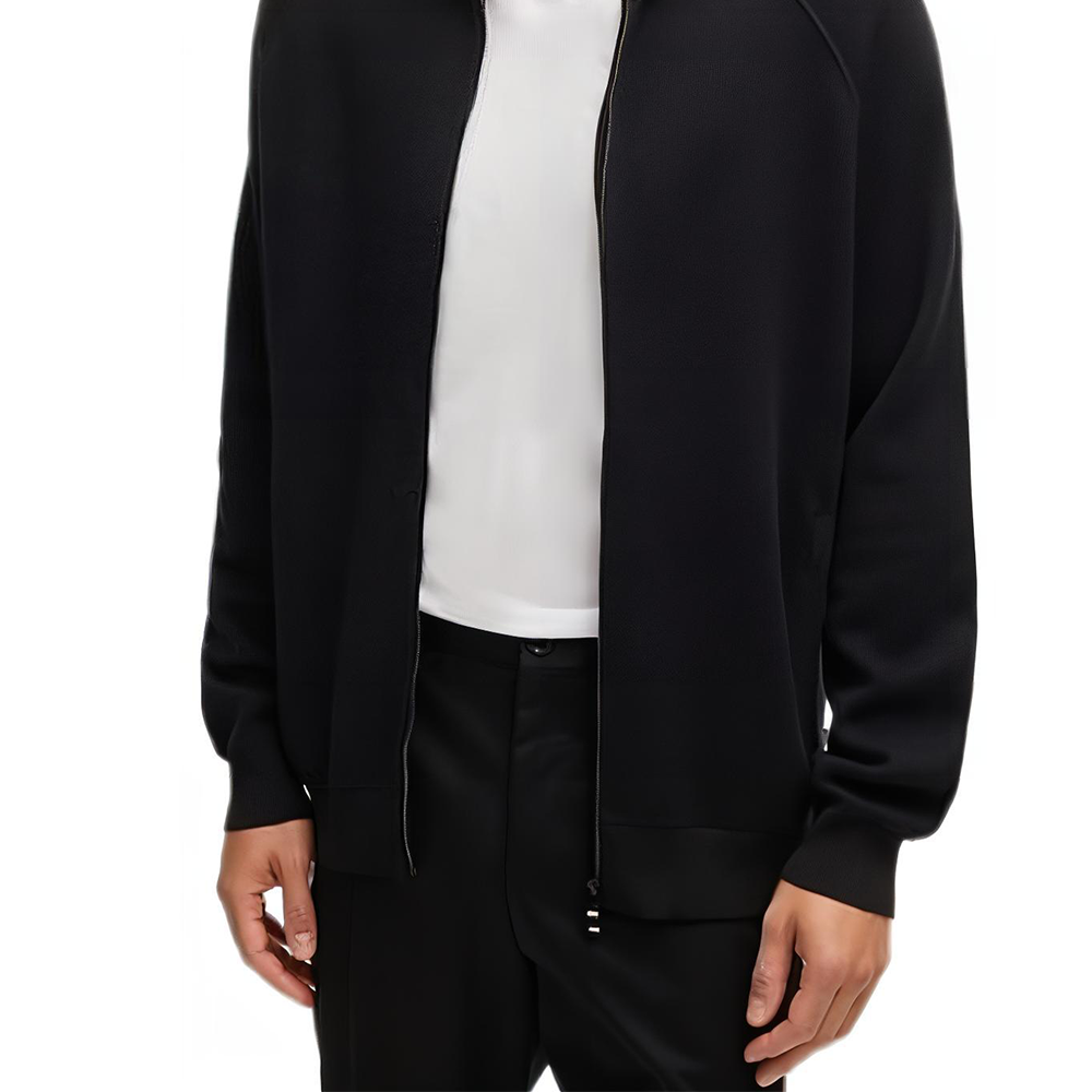 Sizing HUGO BOSS FW24 黑色半高領拉鍊針織毛衣 50519629-001