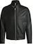 Order HUGO BOSS FW24 Jaket Kulit Hitam dengan Resleting Lengan Panjang Kasual. 50518906-001