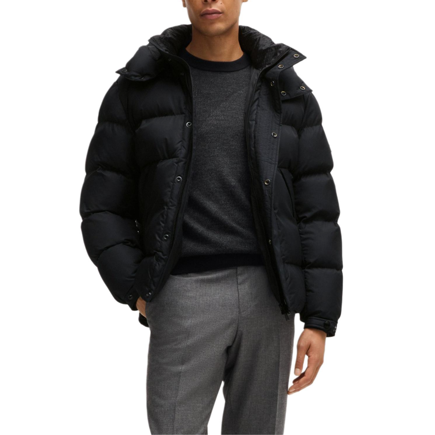 HUGO BOSS FW24  Black Waterproof Jacket with Detachable Hood. 50525243-001 圖 4