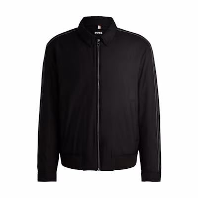 HUGO BOSS FW24 Black Zip-Up Collared Long-Sleeve Jacket. 50519955