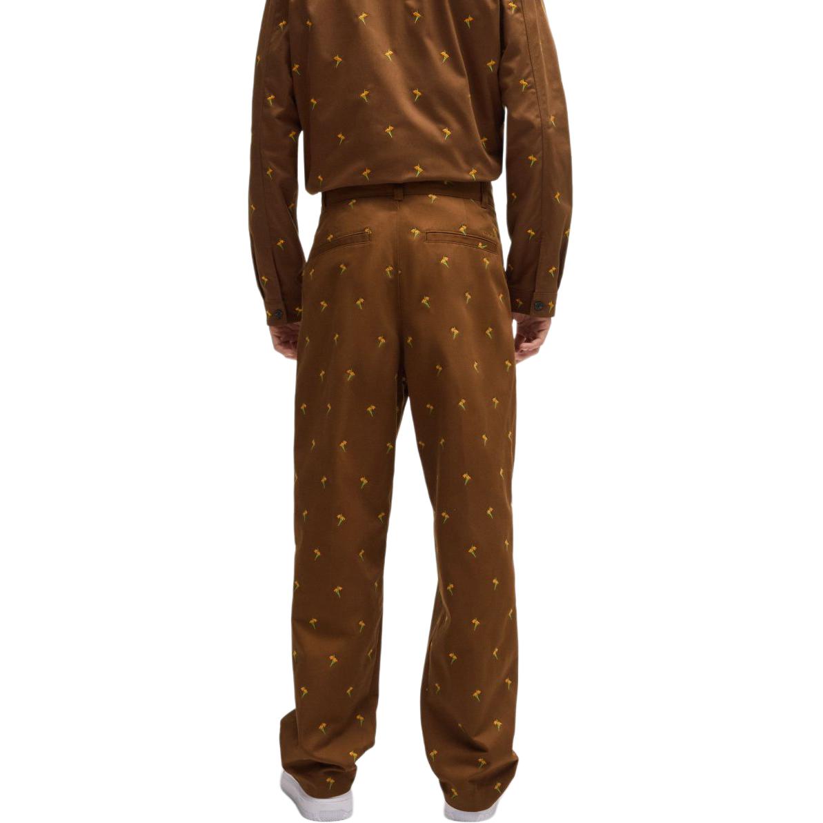 Lookbook HUGO BOSS FW24 棕色花卉刺繡寬鬆版休閒長褲 50520845-212