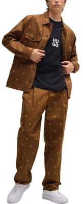 HUGO BOSS FW24 棕色花卉刺繡寬鬆版休閒長褲 50520845-212 Shop HUGO BOSS FW24 棕色花卉刺繡寬鬆版休閒長褲 50520845-212