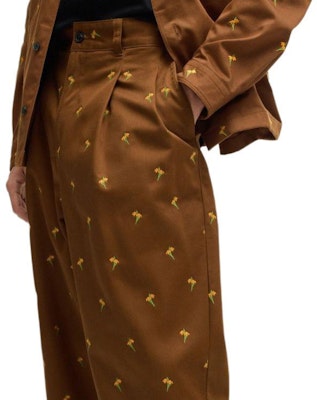 HUGO BOSS FW24 棕色花卉刺繡寬鬆版休閒長褲 50520845-212 Details for HUGO BOSS FW24 棕色花卉刺繡寬鬆版休閒長褲 50520845-212