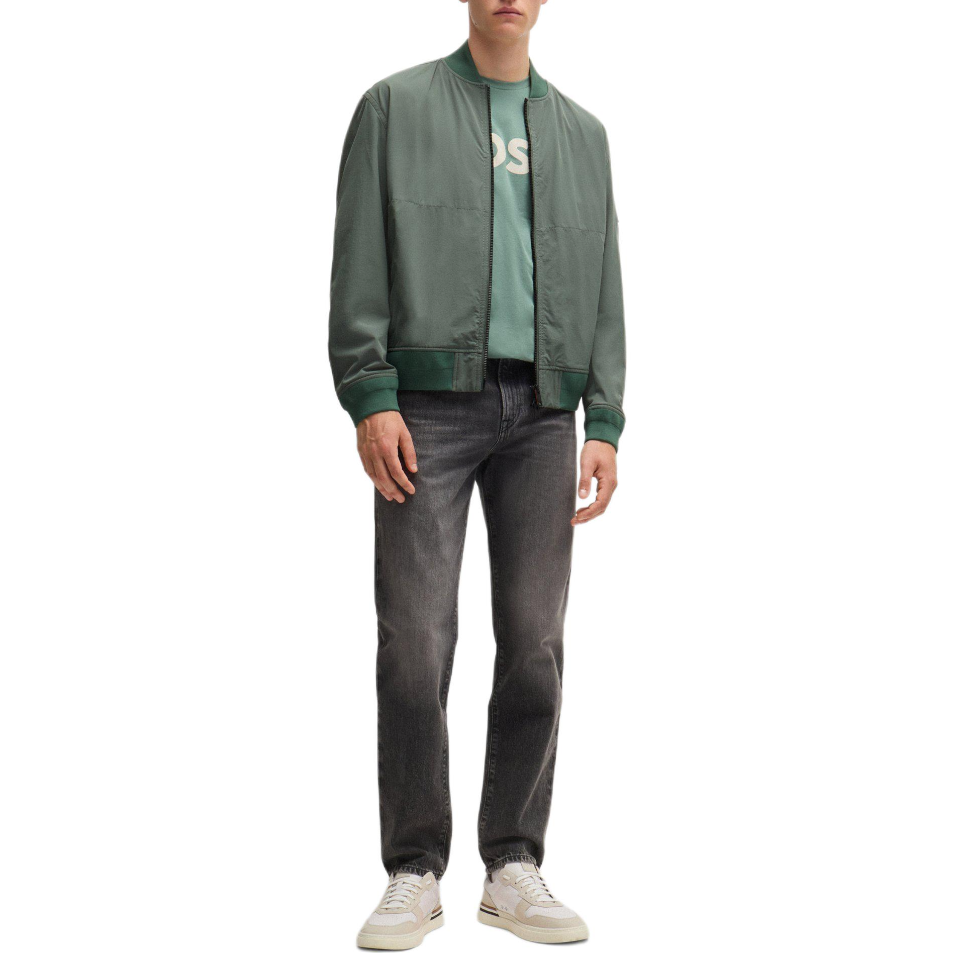 HUGO BOSS FW24  Green Solid Zip-Up Bomber Jacket with Baseball Collar. 50521480-341 圖 3