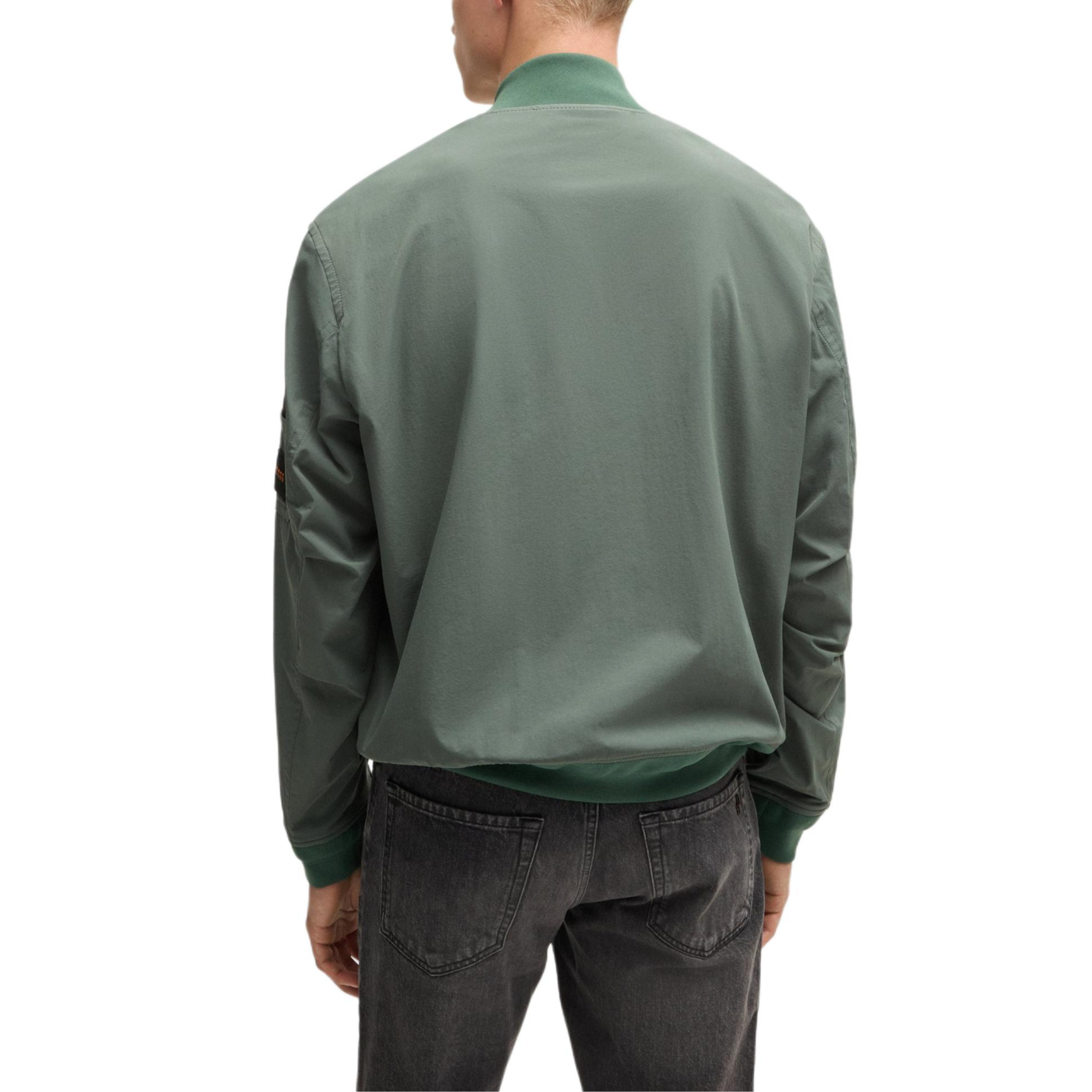 HUGO BOSS FW24  Green Solid Zip-Up Bomber Jacket with Baseball Collar. 50521480-341 圖 5