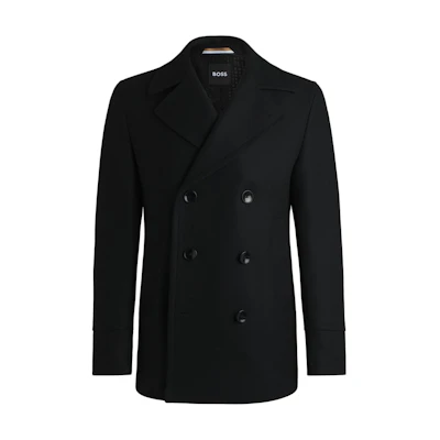HUGO BOSS FW24 Slim-Fit Double-Breasted Coat Black 50536826-001