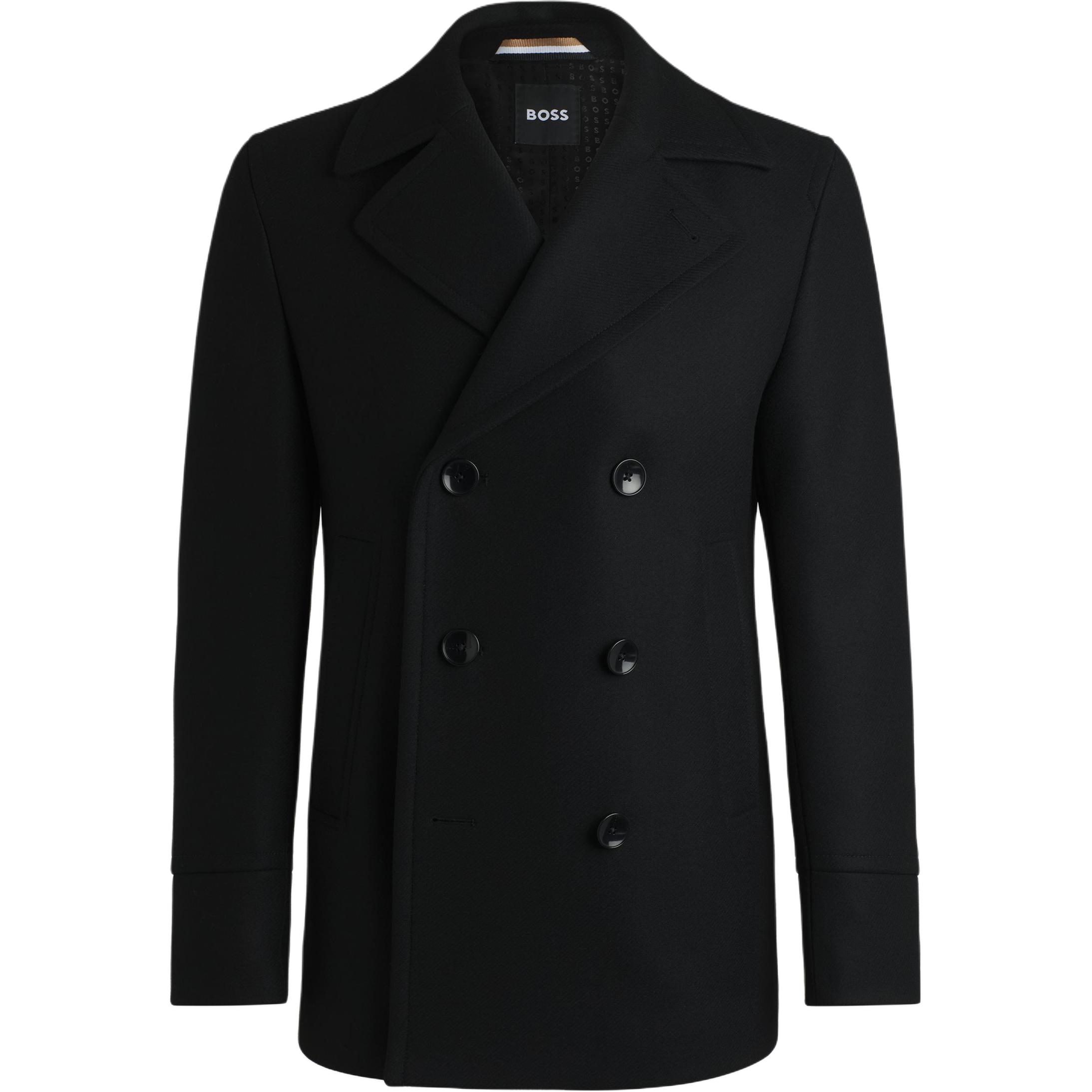 Order HUGO BOSS FW24 修身雙排扣大衣 黑色 50536826-001